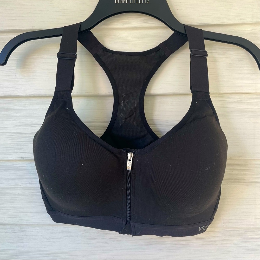 Victoria’s Secret | VSX Sport Black Racerback Sports Bra with Front Zipper 32DD